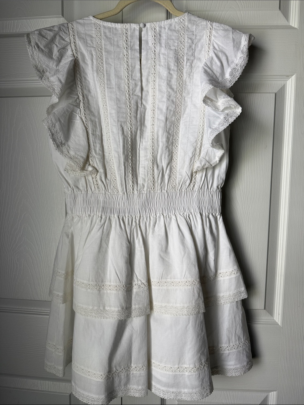 CHELSEA&VIOLET 100% cotton Bekah White Lace-Trim Ruffle Summer Dress - Picture 4 of 4